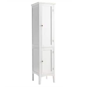 14.5 in. W x 14.5 in. D x 63 in. H White Freestanding Narrow Storage Linen Cabinet for Bathroom
