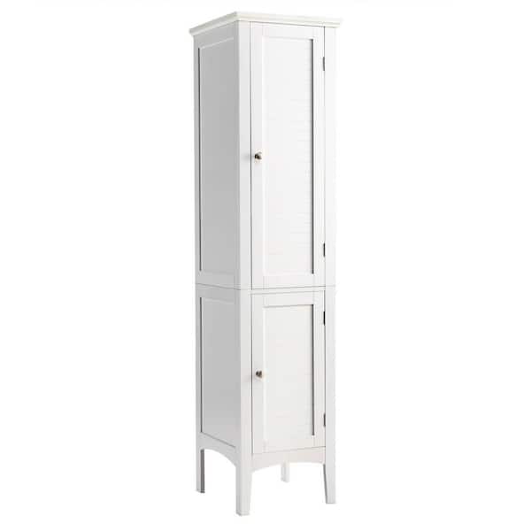 ANGELES HOME 14.5 in. W x 14.5 in. D x 63 in. H White Freestanding Narrow Storage Linen Cabinet for Bathroom
