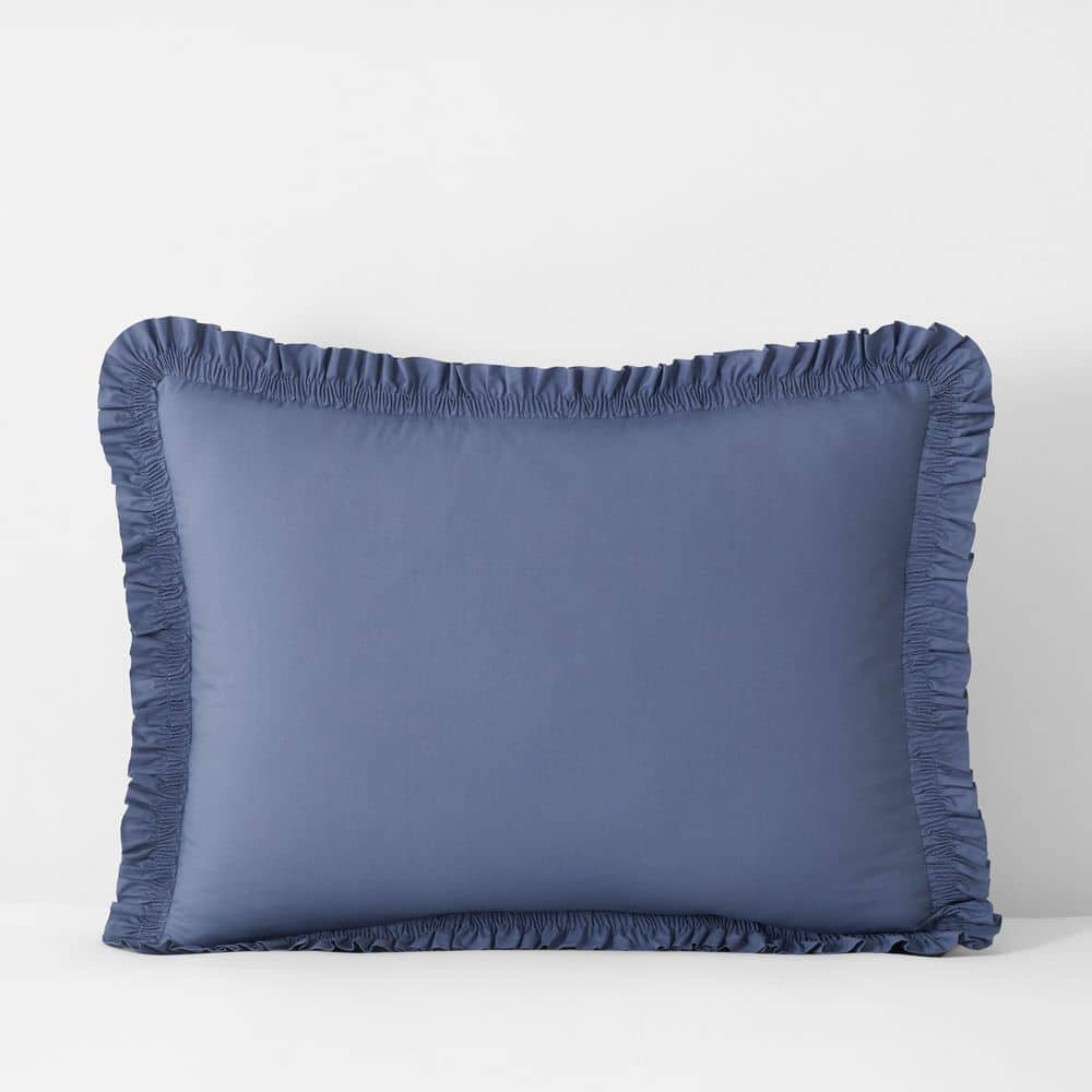 Company Cotton Ruffled Garment Wash Denim Blue King Sham price history on PriceWatchPro