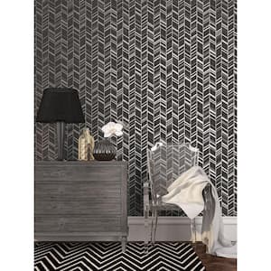 Silver and Grey Special FX Glitter Chevron Wallpaper