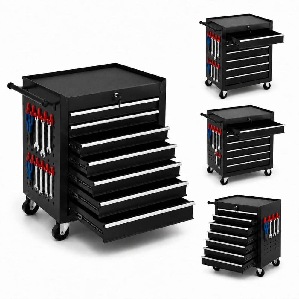 Rolling Tool Chest with Wheels, 7 Drawer Tool Storage Cabinet, Portable Toolbox Organizer with Locking System & Hooks price history on PriceWatchPro