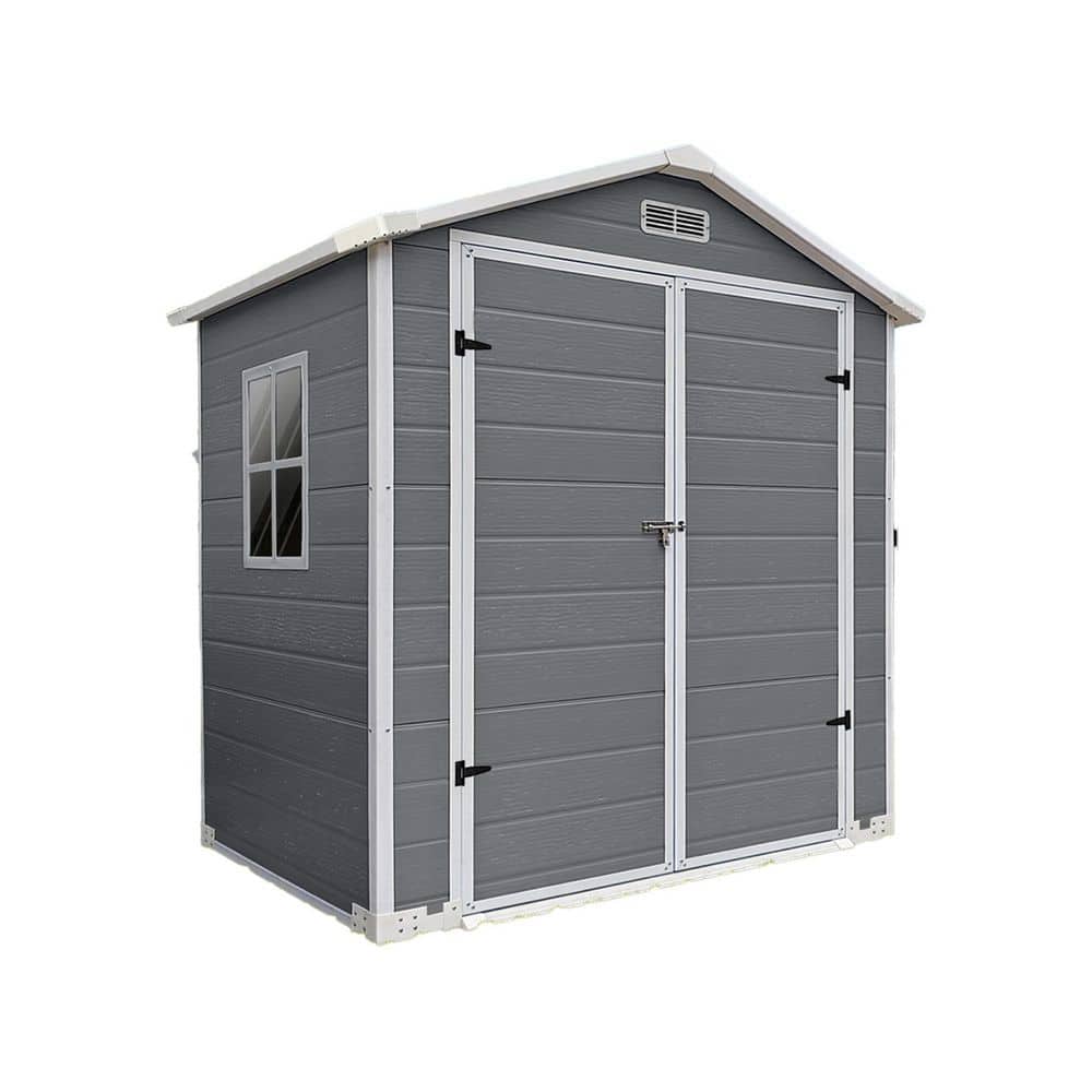 6 ft. W x 4 ft. D Plastic Gray Outdoor Storage Shed(24 sq. ft. ) Floor included price history on PriceWatchPro
