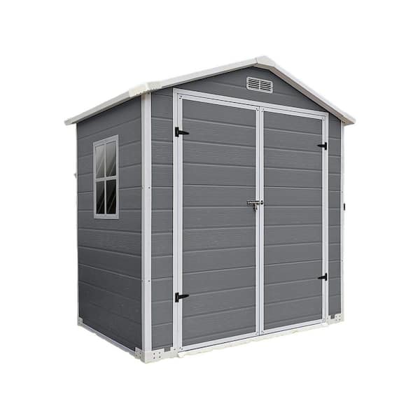 6 ft. W x 4 ft. D Plastic Gray Outdoor Storage Shed(24 sq. ft. ) Floor included