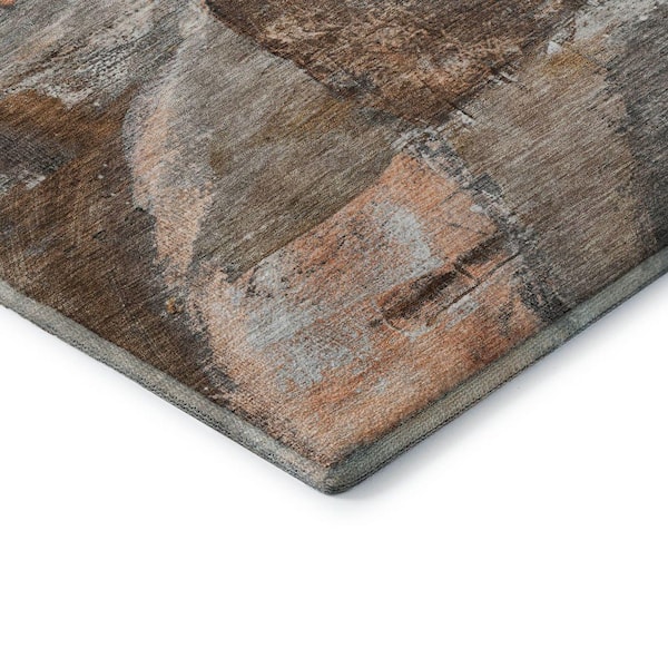 Mayfield Premium Machine Washable Abstract AMF2039 Brown 5 ft. x 7 ft. 6 in. Area Rug