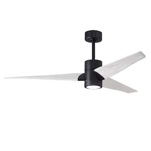 Super Janet 60 in. LED Matte Black Ceiling Fan with Light Kit and Matte White Blades