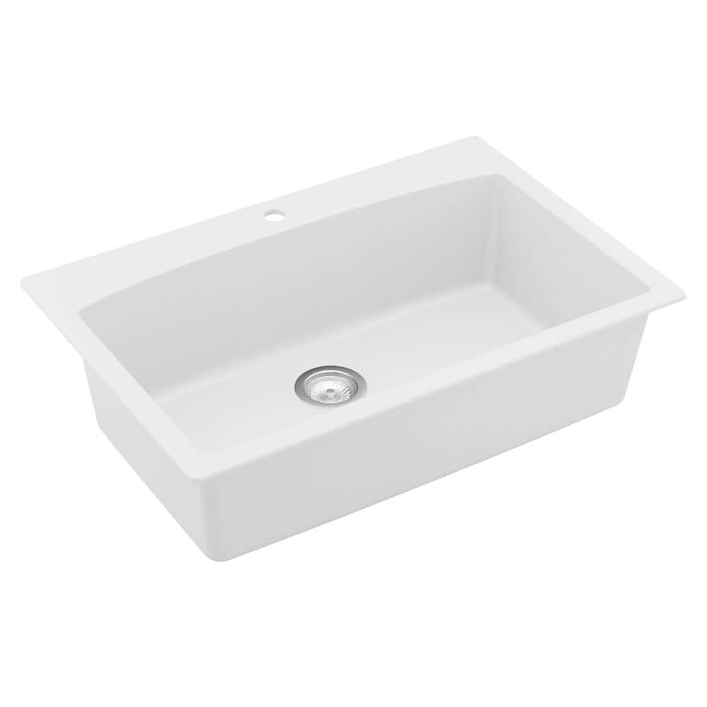 Karran Drop-In Quartz Composite 33 in. 1-Hole Single Bowl Kitchen Sink ...