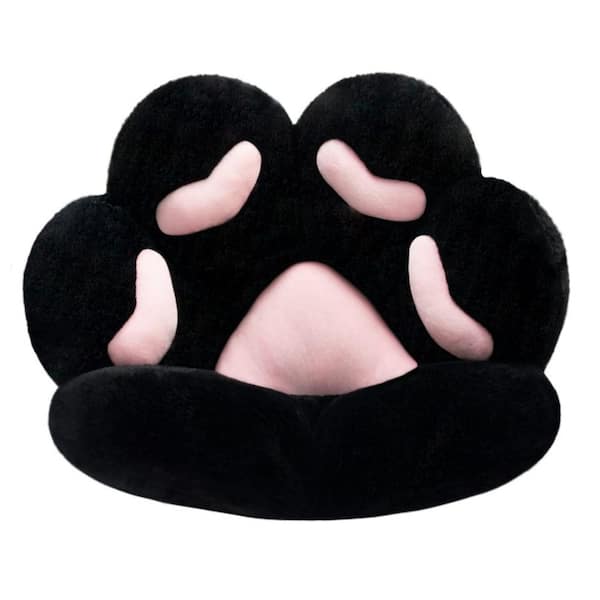 Angel Sar 28 in. x 24 in. Black Cat Paw Chair Pad, Comfy Kawaii Plush Seat Cushion for Gaming Chairs and Office Chairs