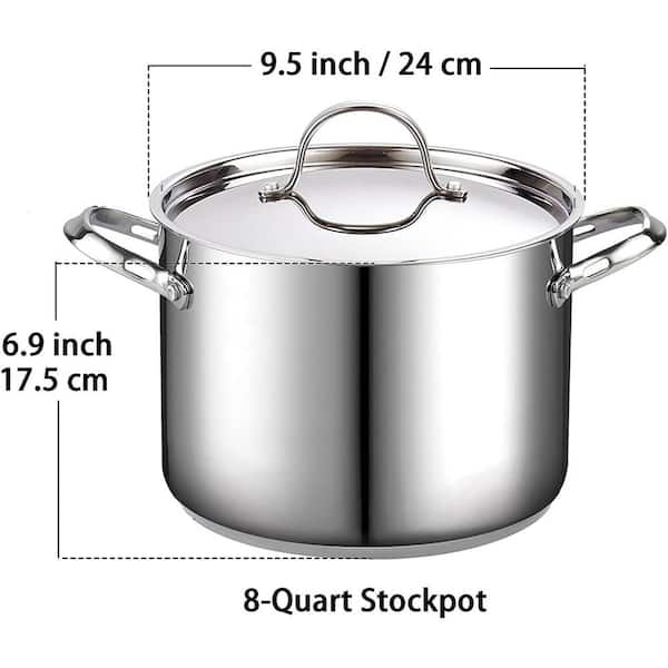 Stainless Steel Stock Pot Quart Large Kitchen Soup Big Cooking, 8, 12, 16,  20 Qt