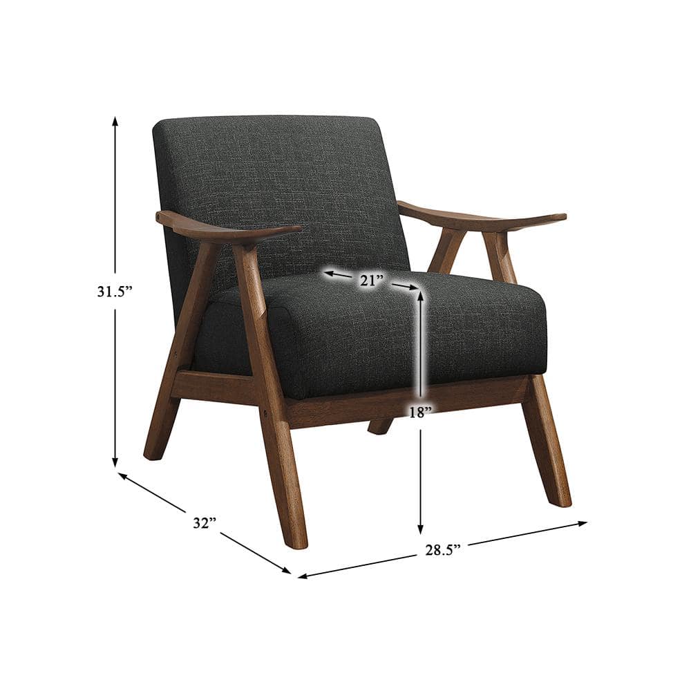 Dark Gray Mid-Century Modern Wood Accent Chair