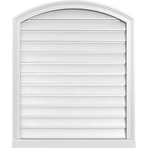30 in. x 34 in. Arch Top Surface Mount PVC Gable Vent: Decorative with Brickmould Sill Frame