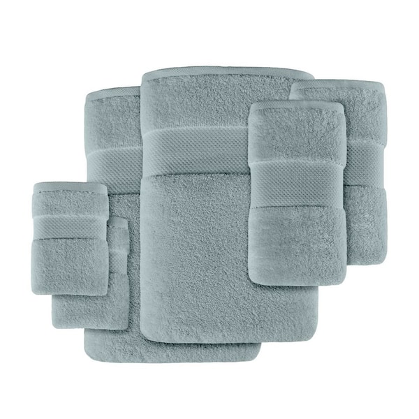Turkish 6-Piece Blue Cotton Bath Towel Set