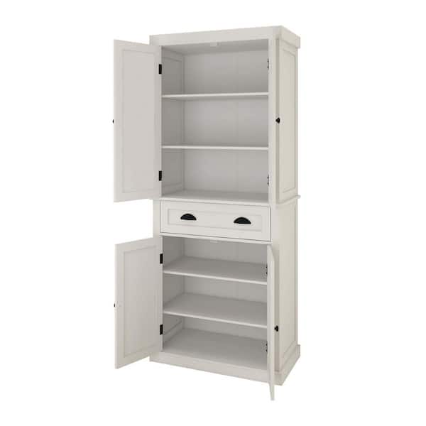 30 in. W x 16 in. D x 72 in. H in White MDF Ready to Assemble Floor Base Kitchen Cabinet with Shelves for Dining Room