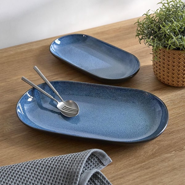 Sango Sango Resona Blue/Black 7.6 in Large Stoneware Serving