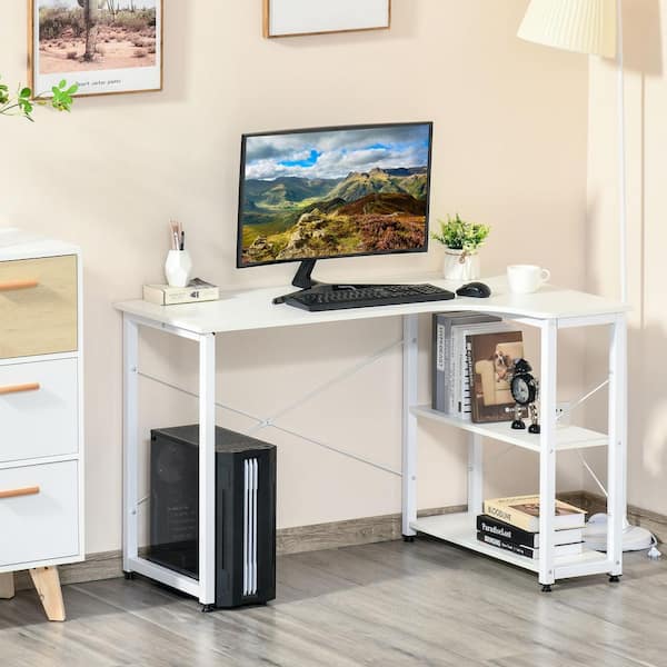 HOMCOM Corner Computer Desk with Steel Frame for Small Spaces