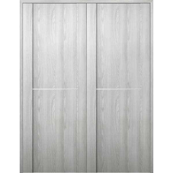 CALHOME 48 in. x 80 in. 6-Panel Primed MDF Composite Double Bi