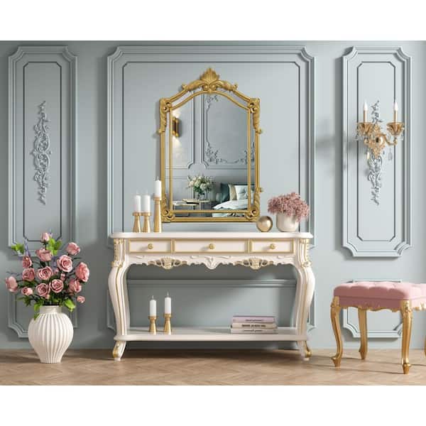 gold leaf dressing table Louis XVI Vanity Table, Gold Leaf / Lacquered Black