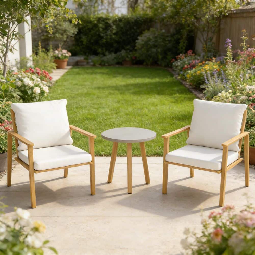 3-Piece All-Weather Metal Outdoor Bistroor, Bistro Set with Cream White Cushions, Adjustable Foot Pads, Coffee Table price history on PriceWatchPro
