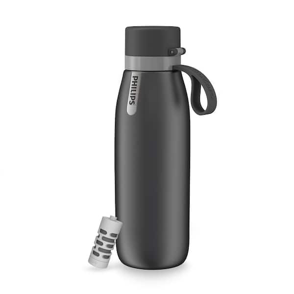 Philips GoZero Everyday 32 oz. Grey Stainless Steel Insulated XL Water Bottle with Everyday Filter