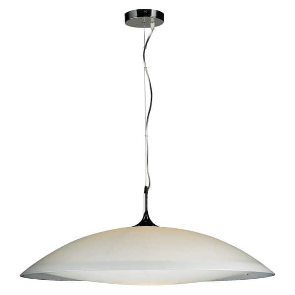 PLC Lighting 1-Light Polished Chrome Pendant with Frost Glass Shade