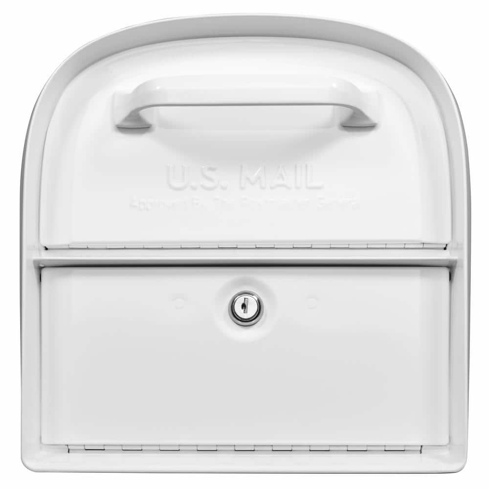 Large White Steel Lockable Post Mount Mailbox