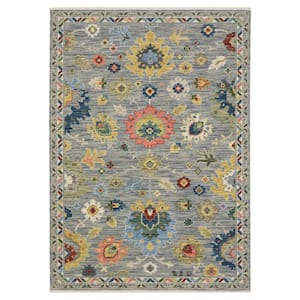 Lavista Gray/Multi-Colored Doormat 3 ft. x 5 ft. Traditional Oriental Floral Wool/Nylon Blend Indoor Area Rug