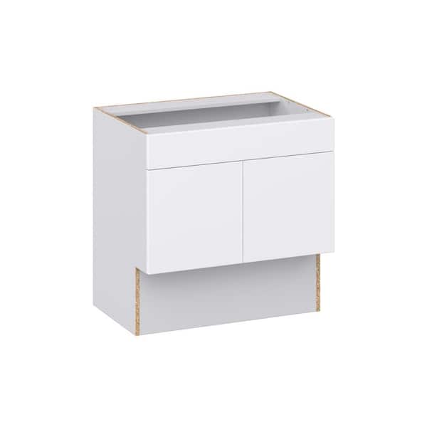 J COLLECTION Timberline 30 in. W x 21 in. D x 30 in. H Assembled Slab Accessible ADA Bath Sink Base Kitchen Cabinet in Bright White