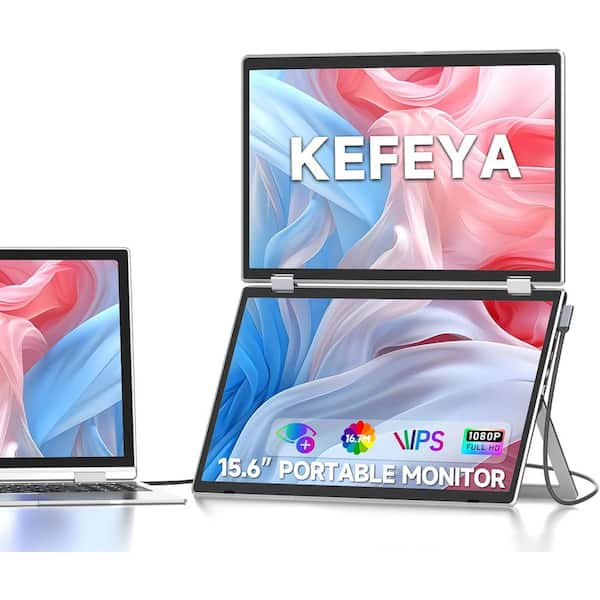 15.6 in. Portable Folding Laptop Screen Extender Triple Monitor with 340° Rotation & 1080P FHD IPS