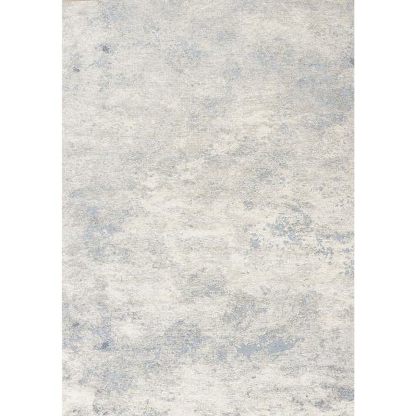 8' X 11' Cream And Blue Abstract Area Rug