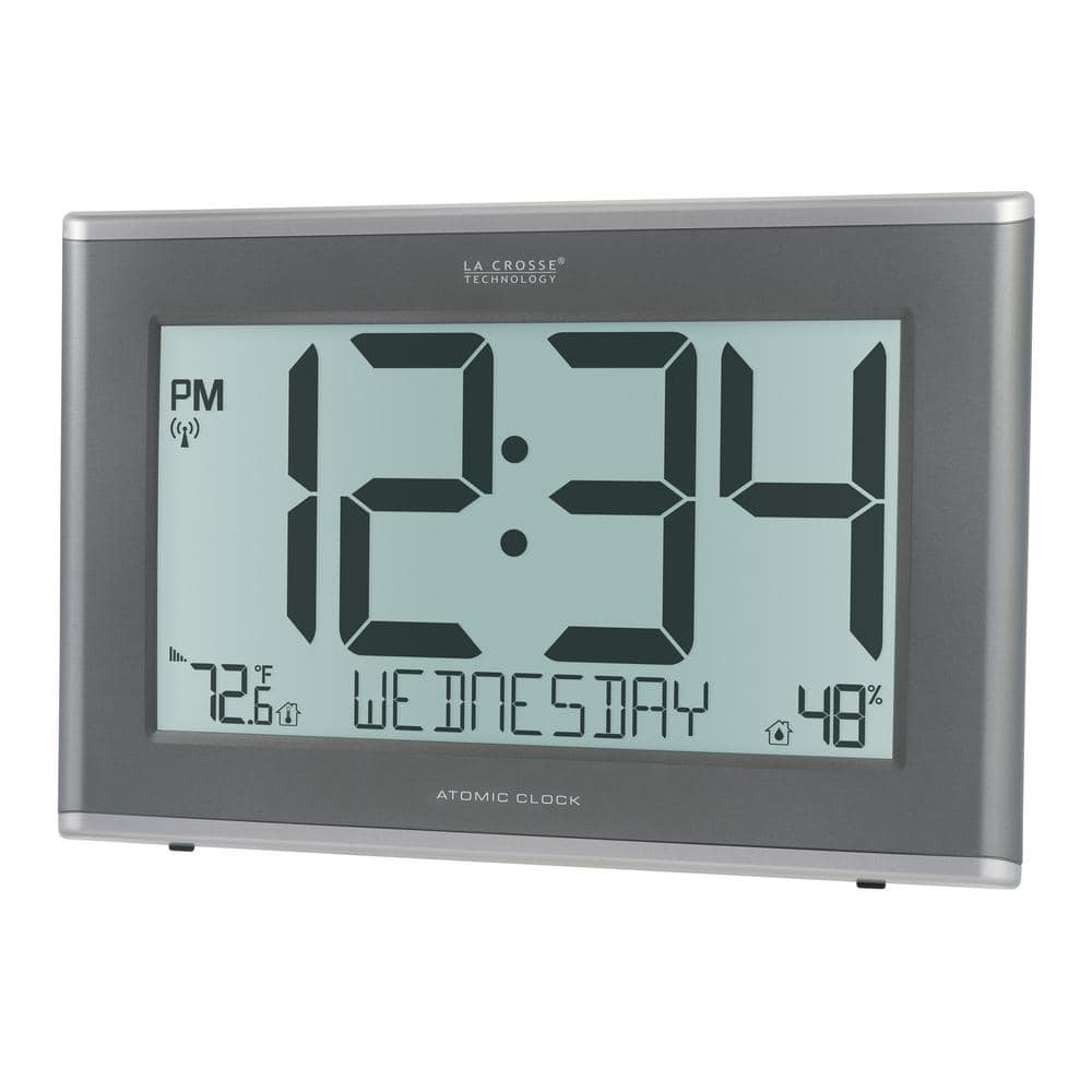 Extra-Large Gray Atomic Digital Wall Clock with Backlight