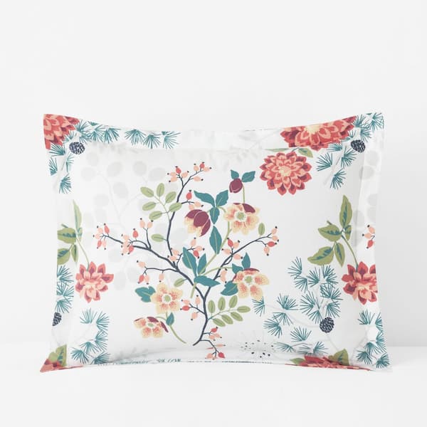 Company Cotton Vintage Blooms Velvet White Multi Flannel Sham