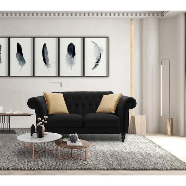115.34 in Wide Square Arm Fabric Rectangle Modern Upholstered Sofa in Brown