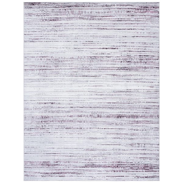 Vogue 9 ft. x 12 ft. Purple/Ivory Distressed Striped Area Rug