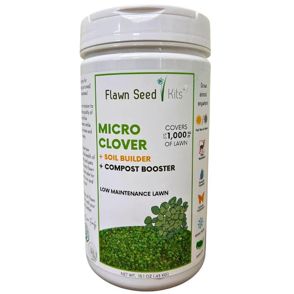 Flawn Seed Kits Micro Clover Alternative Grass Seed,Easy Spread,Eco-Friendly,Regenerative,Kid & Pet Friendly, Covers Up to 1,000 sq. ft.