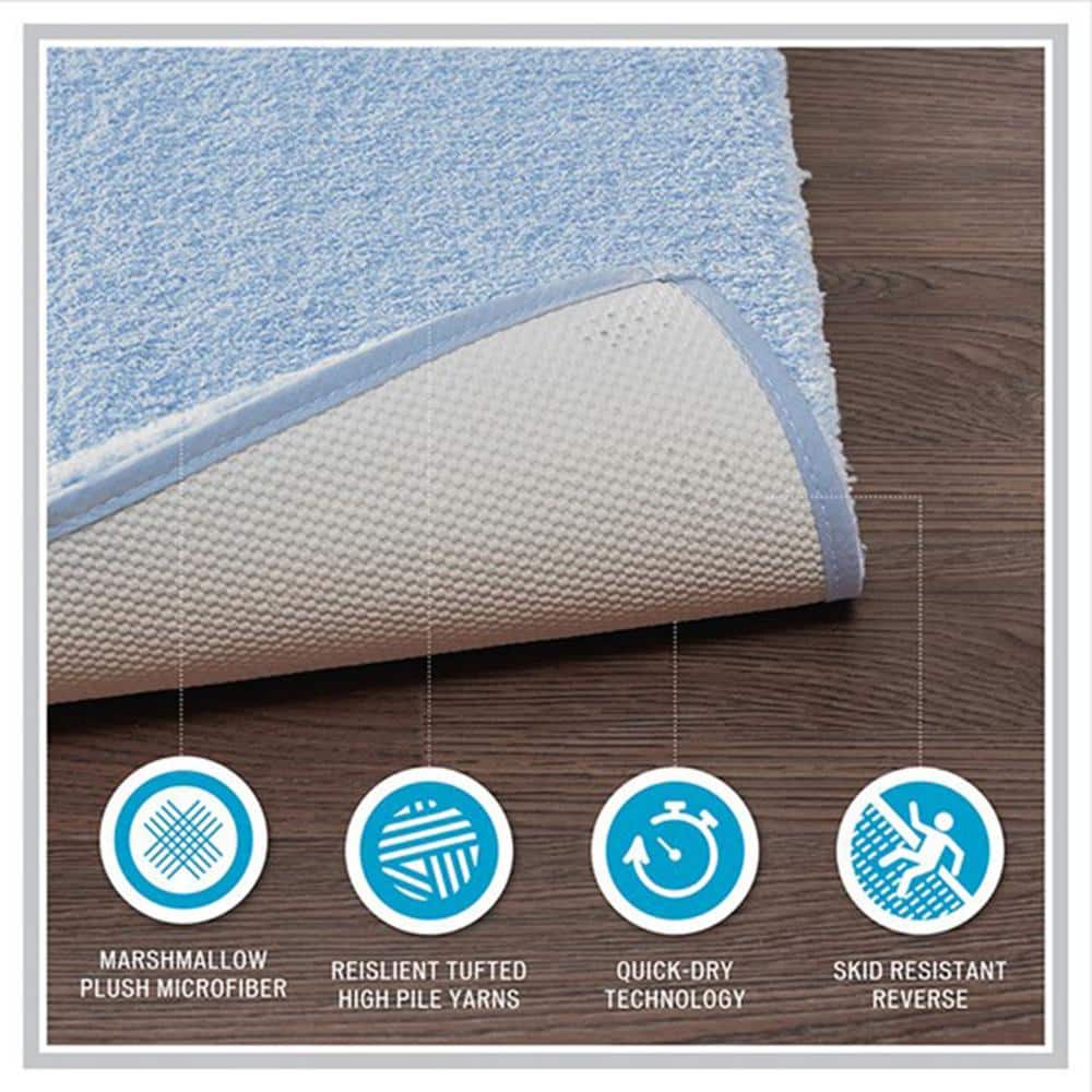 Off-White Tufted Microfiber Quick-Dry Bath Rug