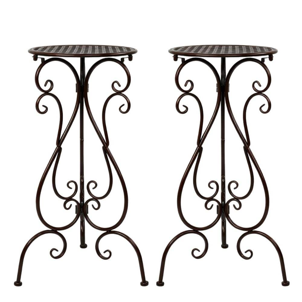 2-Pack Metal Plant Stand, Heavy Duty Flower Pot Stands, Single Plants Pedestal Table (13.78 in. W x 22.45 in. H), Brown price history on PriceWatchPro