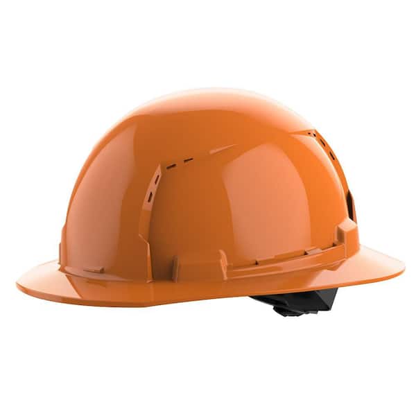 BOLT Orange Type 1 Class C Full Brim Vented Hard Hat with 4 Point Ratcheting Suspension