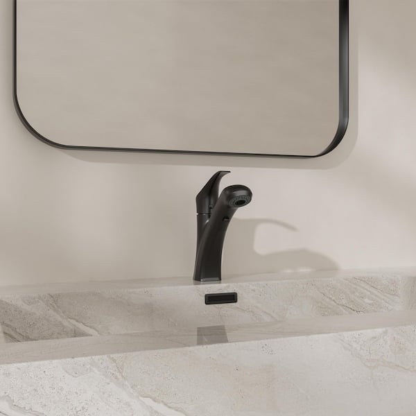1-Handle Pull-Down Single Hole Bathroom Sink Faucet 1.2 GPM with Pop-Up Drain and 2-Function in Matte Black