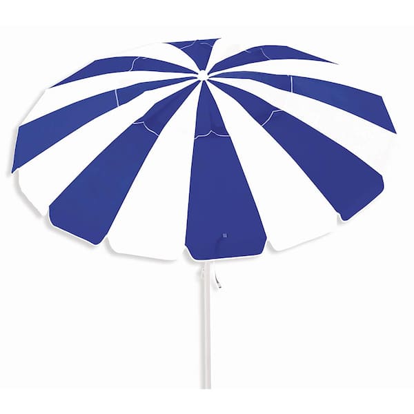 CARIBBEAN JOE Ultimate 8 FT. Fiberglass Tilt Beach Umbrella in Navy-White Combo