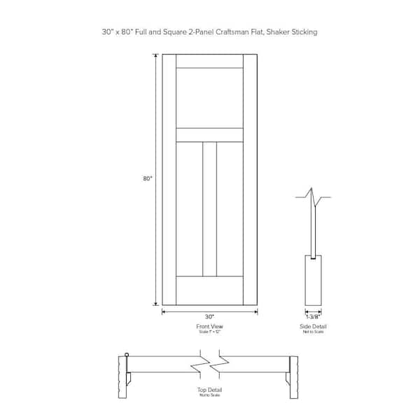 Alexandria Moulding 30 in. x 80 in. x 1-3/8 in. 3-Panel Craftsman