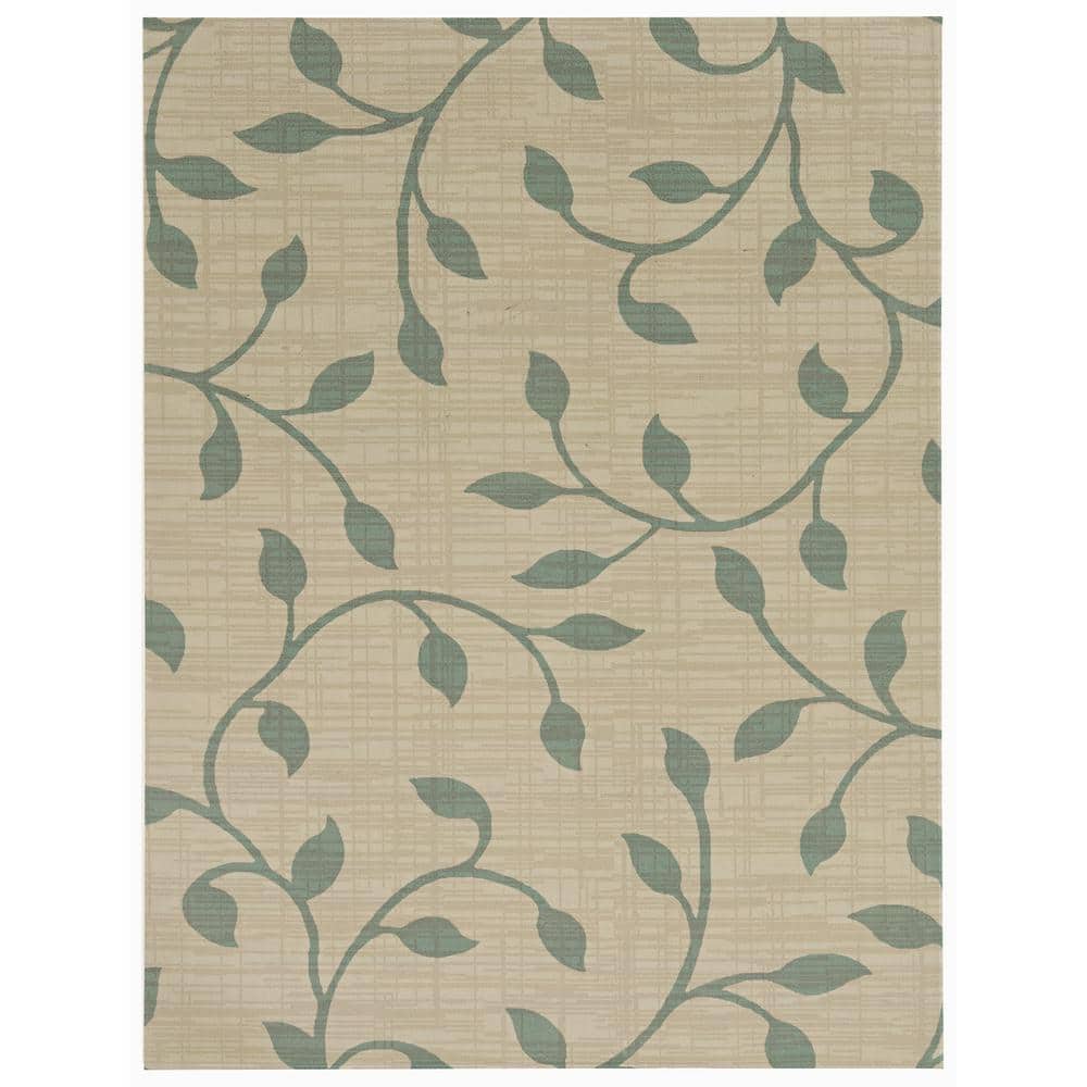 Foss Printed Vine Light Blue/Beige 6 ft. x 8 ft. Indoor/Outdoor Area