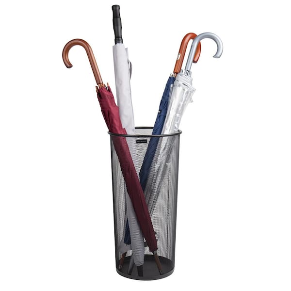 Umbrella Stand Walking Cane Rack Wrapping Paper Holder Metal Mesh 10.25 in. L x 10.25 in. W x 19.5 in. H, Black