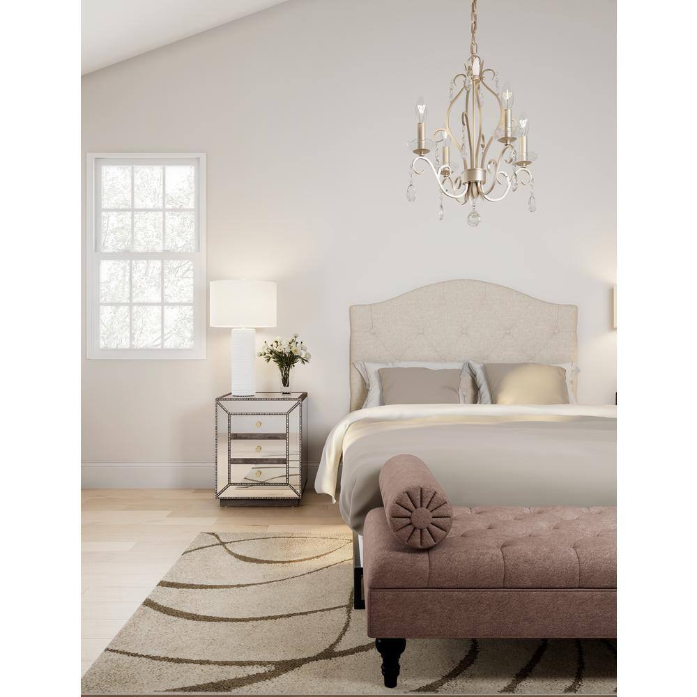 Elegant Beige Leather Tufted Queen Headboard with Adjustable Height