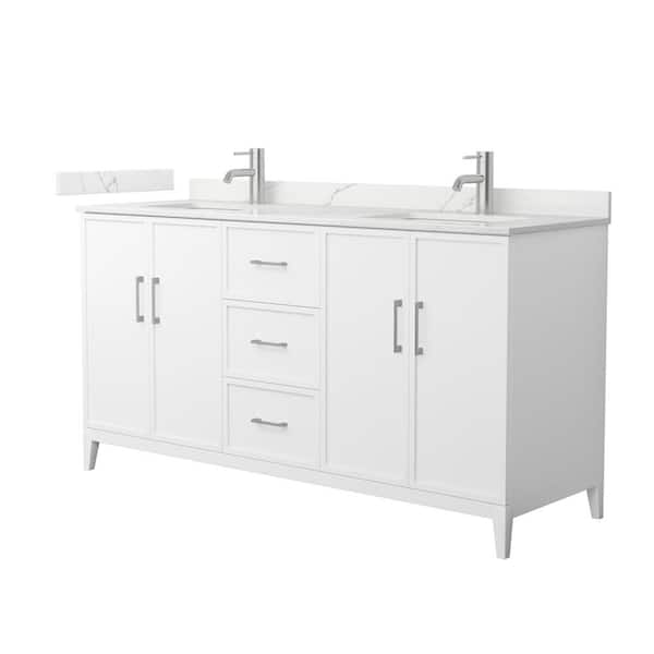 Wyndham Collection Elan 66 in. W x 22 in. D x 35 in. H Double Bath Vanity in White with Giotto Quartz Top