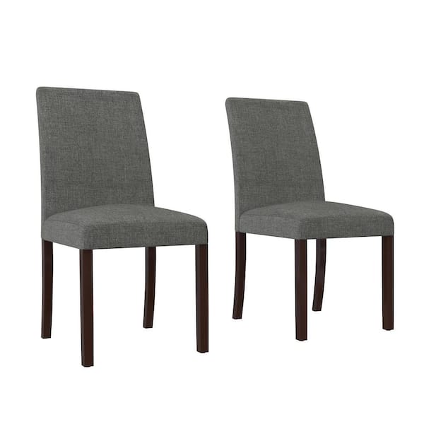 Dorel Living Linen Gray Dark Pine Upholstered Parsons Chairs Set