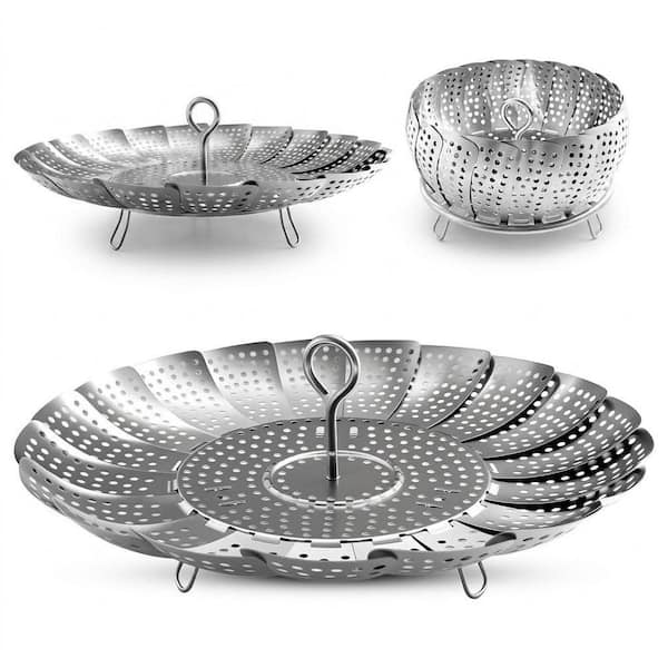 Stainless Steel Steamer Basket Food and Vegetable Steaming Accessory Rustproof Expandable Fits Various Pots