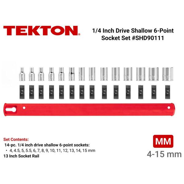 1/4 in. Drive 6-Point Socket Set, (14-Piece) (4-15 mm)