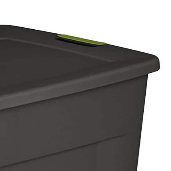 Sterilite Large 45 Gallon Latching Storage Tote Boxes, Gray/Green, (4 Pack)  