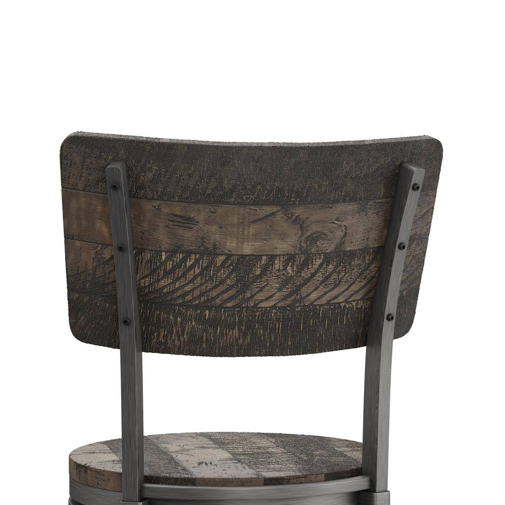 Rustic Farmhouse 26'' Gray Wood and Metal Swivel Barstool