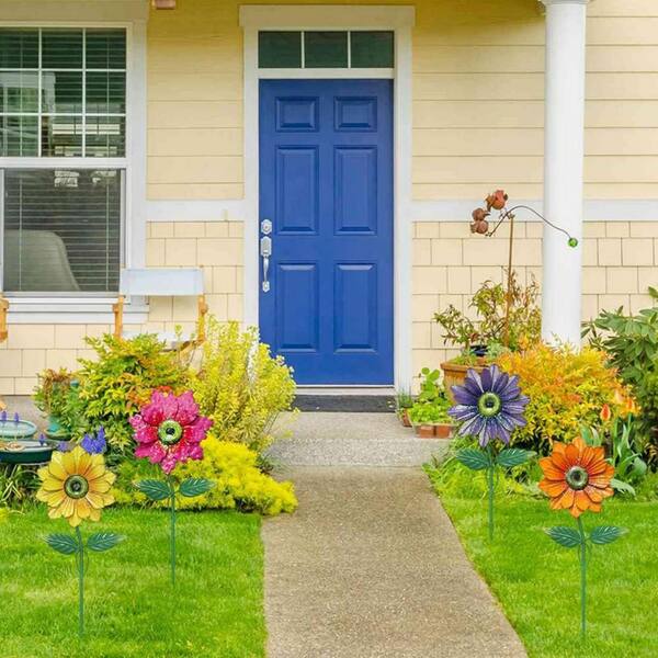 Metal Flower Garden Stakes, 4-Pack L0BNM8NCTP - The Home Depot