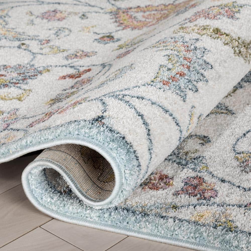 Ivory Rectangular Stain-Resistant Oriental Area Rug